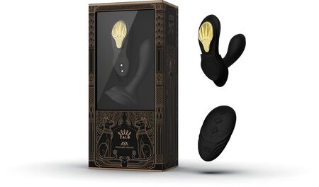 Черный вибромассажёр в трусики Aya с насадкой и пультом ДУ